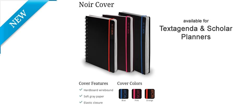 New Noir covers for Textagenda and Scholar Planners