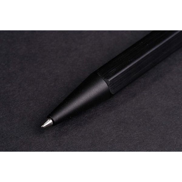 Rhodia ScRipt 9388C - Penna A Sfera Ricaricabile In Alluminio Spazzolato, Corpo Esagonale, Punta 0,7mm Inchiostro Nero, Collezione Arancione