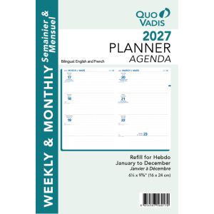 Quo Vadis Model # 5601 Hebdo Planner Refill (Jan 2025 - Dec 2025)