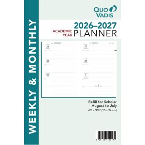 Quo Vadis Model # 5501 Scholar Planner Plain Edge Refill (Aug 2025 - July 2026)