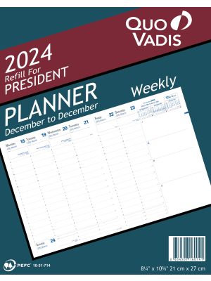 Quo Vadis President (Dec 2020 to Dec 2021) Planner Refill