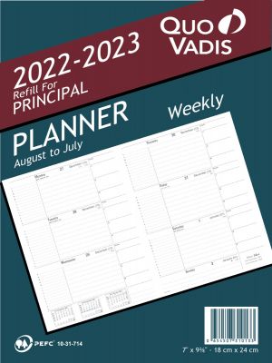 Quo Vadis Model # 3101 Principal Planner Plain Edge Refill (Aug 2022 - July 2023)