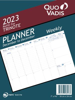 Quo Vadis Trinote Planner Refill (Dec 2022 - Dec 2023)