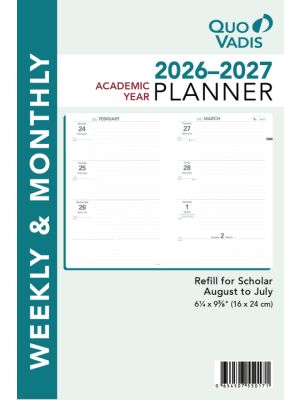 Quo Vadis Model # 5501 Scholar Planner Plain Edge Refill (Aug 2025 - July 2026)