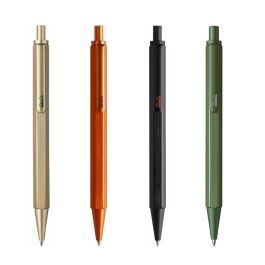 Rhodia Script Refillable Ballpoint Pen - Hexagonal Brushed Aluminium, Black Ink, 0.7mm Tip